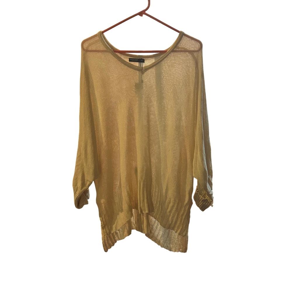 Shein Knit Top Dolman Sleeve Lightweight Tunic Sweater Beige Oversized